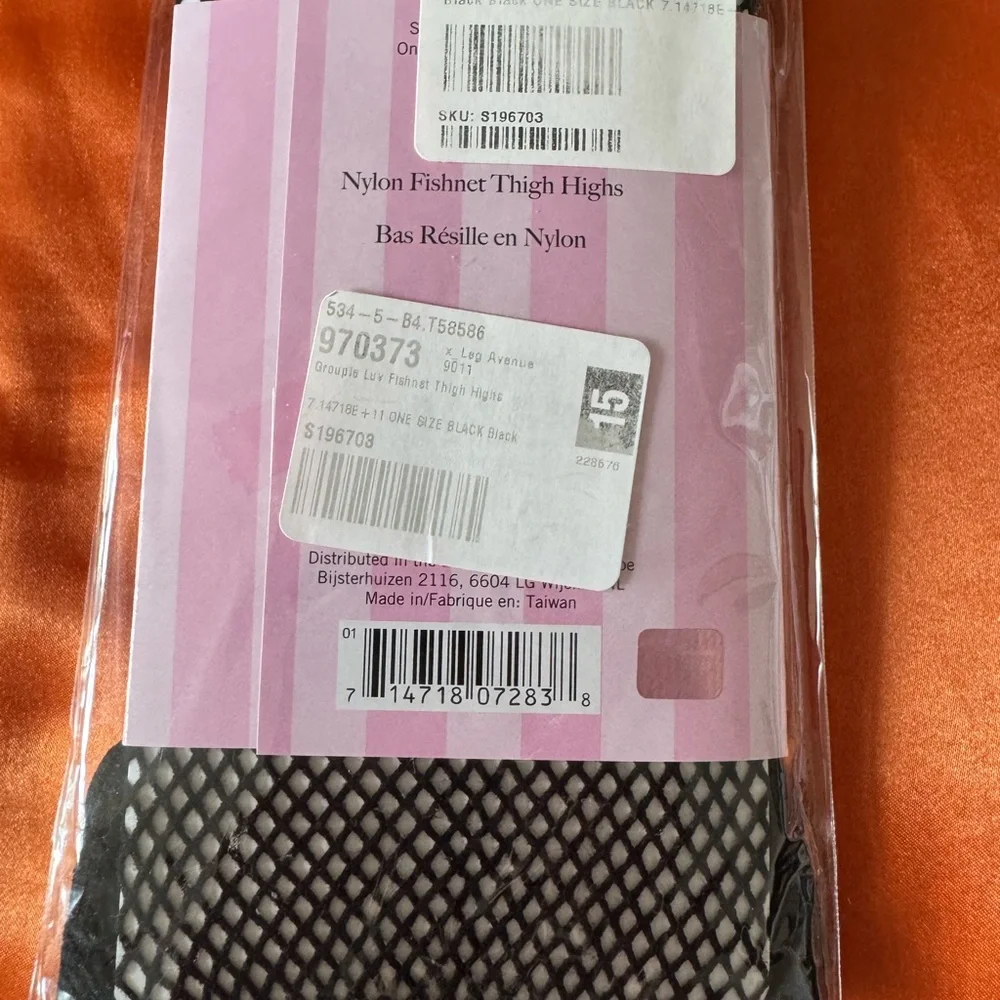 Leg Avenue Black Nylon Fishnet Thigh Highs